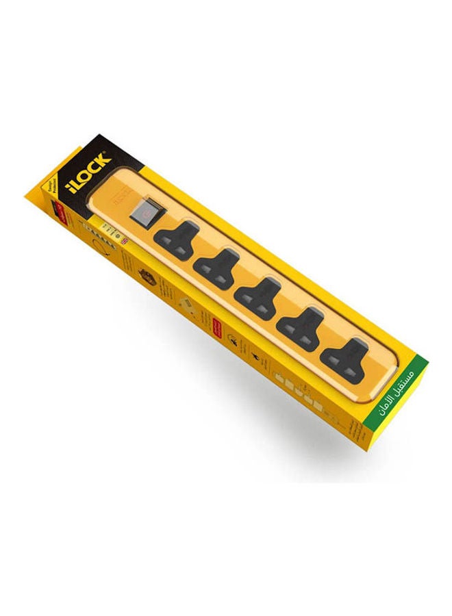 iLOCK Power Strip 5 Universal Outlets With Overload Switch Yellow-Black  - Image 2