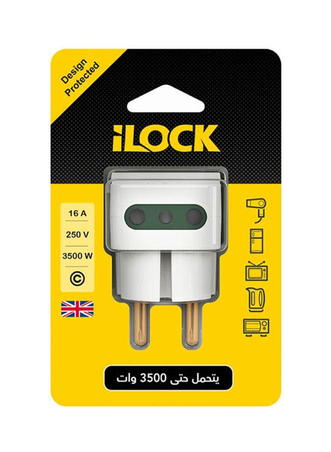 iLOCK - 3-Way Wall Outlet Adapter 3500 W White 5cm - Image 1