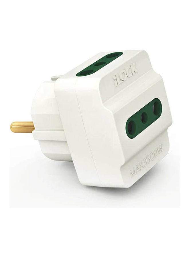 iLOCK - 3-Way Wall Outlet Adapter 3500 W White 5cm - Image 1