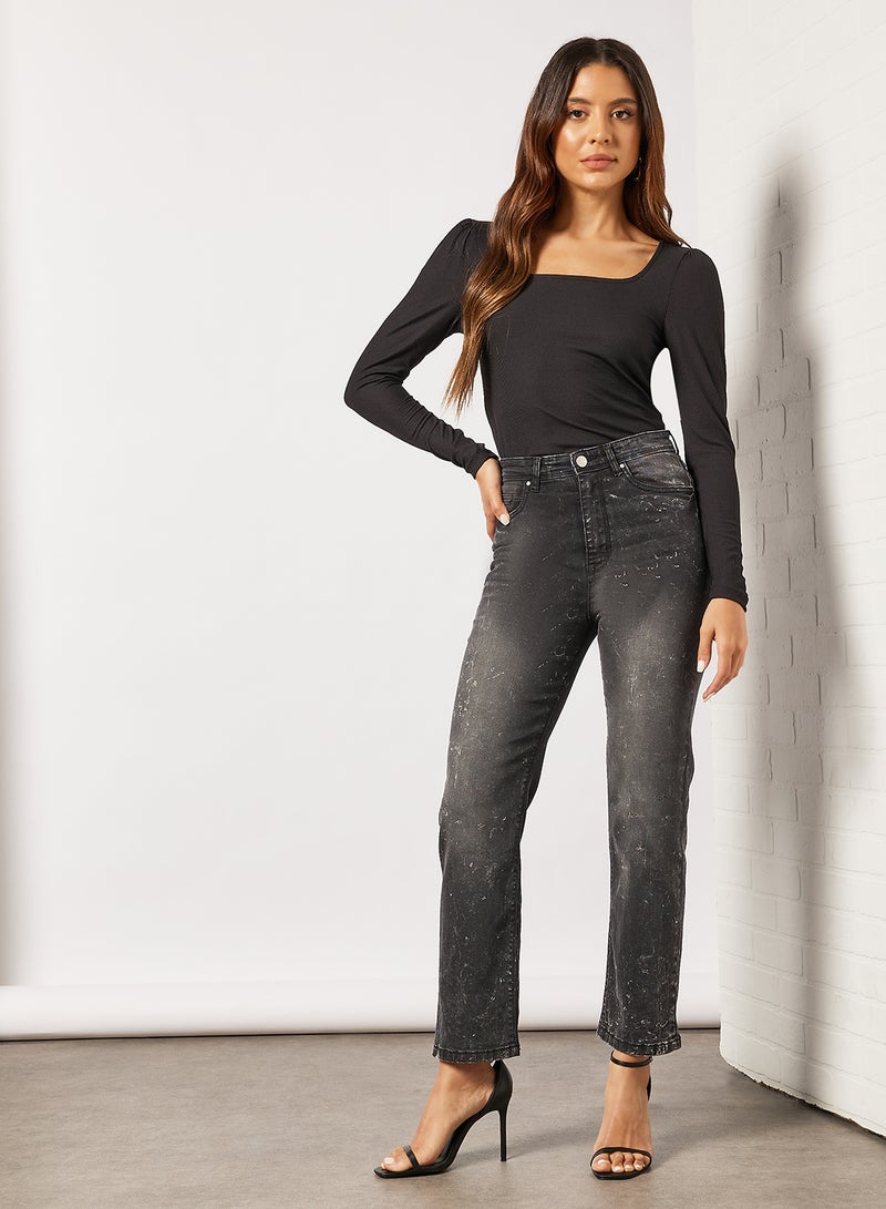 Sivvi x D'Atelier - Tie-Dye Straight Jeans Black - Image 1