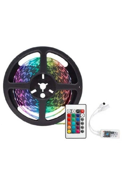 طقم شريط مصابيح بإضاءة متعددة الألوان RGB بجهاز تحكم لاسلكي ذكي متعدد الألوان 5متر - Image 1