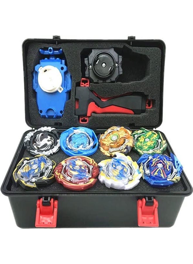 8 Piece Beyblade Burst Set With Launcher And Storage Box 