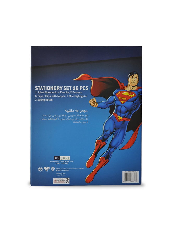16-Piece Superman Stationery Set Multicolour