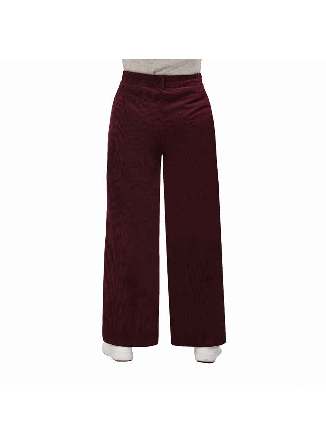Smoky Egypt - Casual Checked Velvet Wide Leg Pants Dark Red - Image 1
