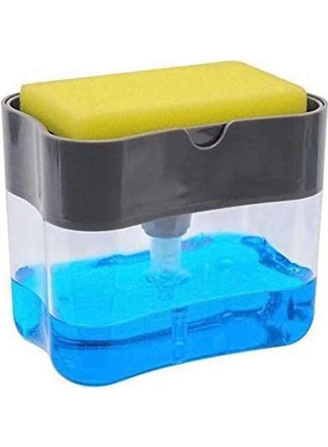 مومو بير - 2 In 1 Sponge Rack Shelf Soap Detergent Dispenser Pump Grey - Image 1
