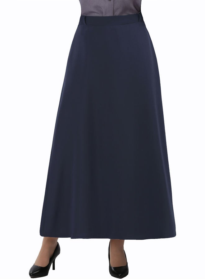 Smoky Egypt Casual Half Circle Crepe Skirt Navy Blue - Image 1