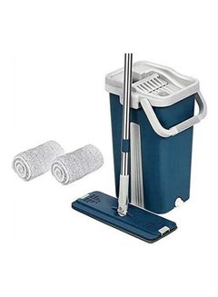Mop Bucket Two Sinks For Rinse And Spin With 2 Microfibre Replacement Blue