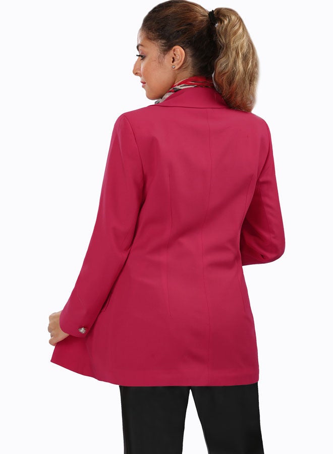 Smoky Egypt - Casual Plain-Basic V-Neck Jackets Fuchsia - Image 1