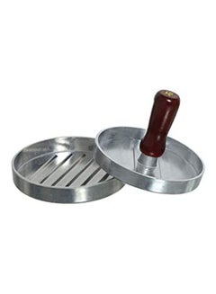 Burger Press Circular Shape With Wooden Handle Silver