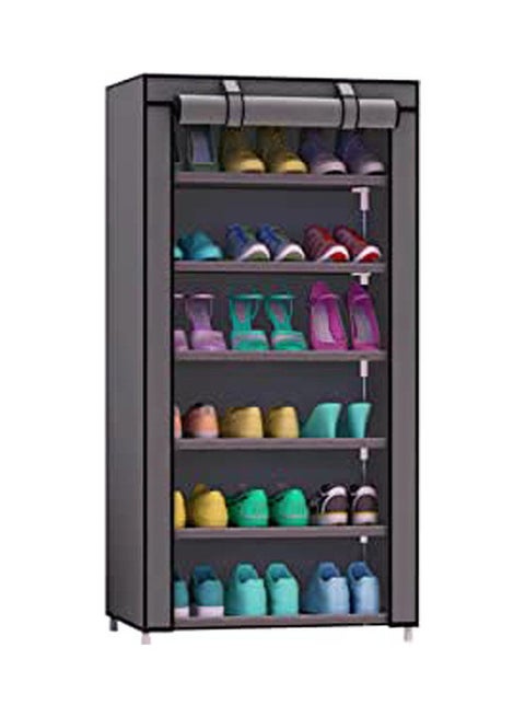 Shoe Cabinet With 6 Shelves Black