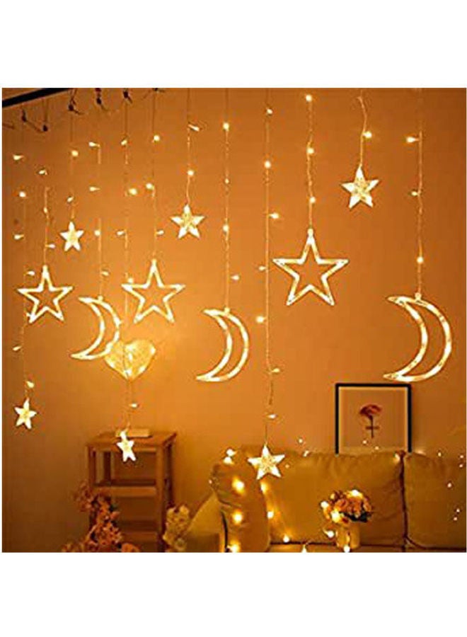 Ramadan Light Decoration Curtain - Star And Crescent Gold 2.5meter - Image 1