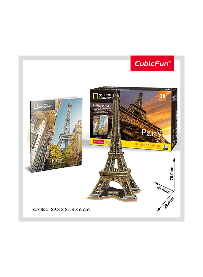 CubicFun National Geo 3D Puzzle Eiffel Towers 80 Pieces for Kids Ages 5+ 29.8cm - Image 4