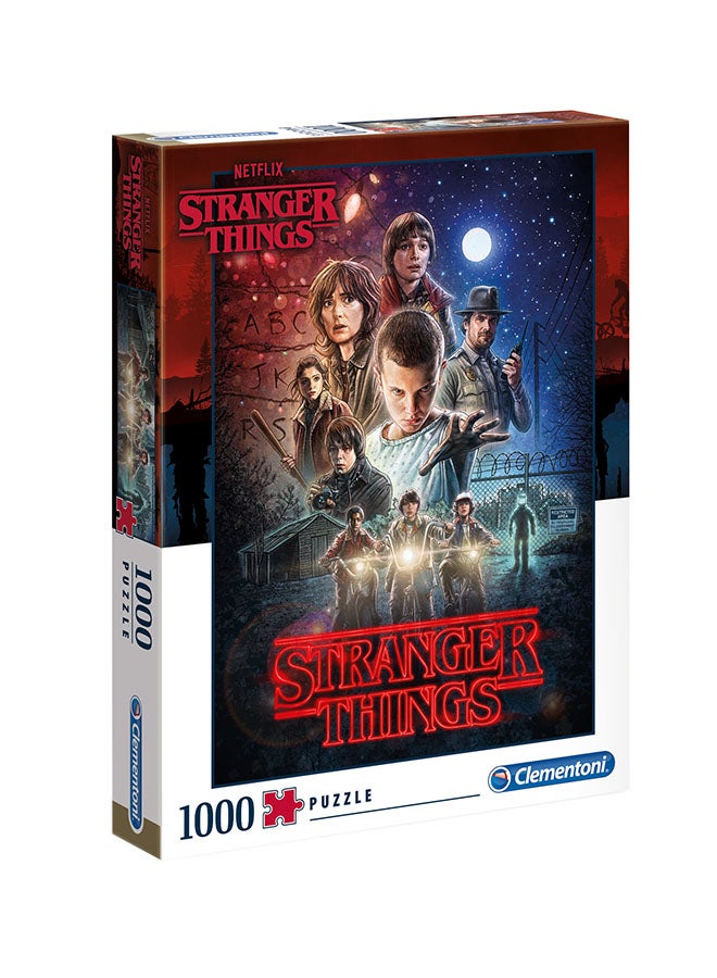 كلمينتوني لعبة تركيب الصور المقطعة بتصميم مسلسل Stranger Things مكونة من 1000 قطعة 50x69x19.66x27.20سم  - Image 1