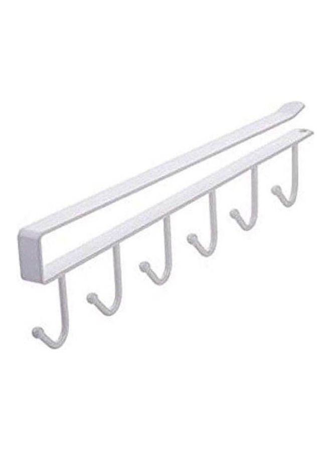 6 Hooks Cup Holder Hang Kitchen Cabinet Under Shelf Storage Rack Organizer Hook (White) White - Image 2