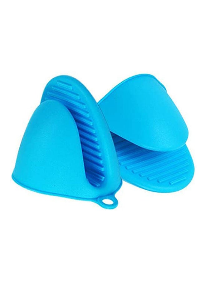 Microwave Oven Gloves For Kitchen Oven Waterproof Silicone Gloves Grill Finger Gloves Blue 