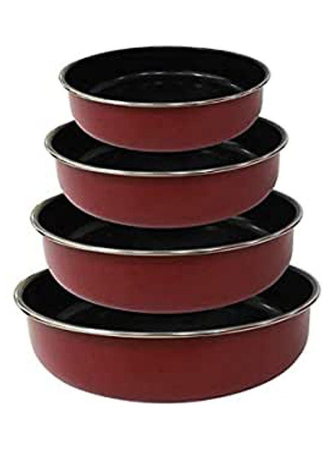 Round Oven Trays 4 Pieces Red 24-26-30-32cm