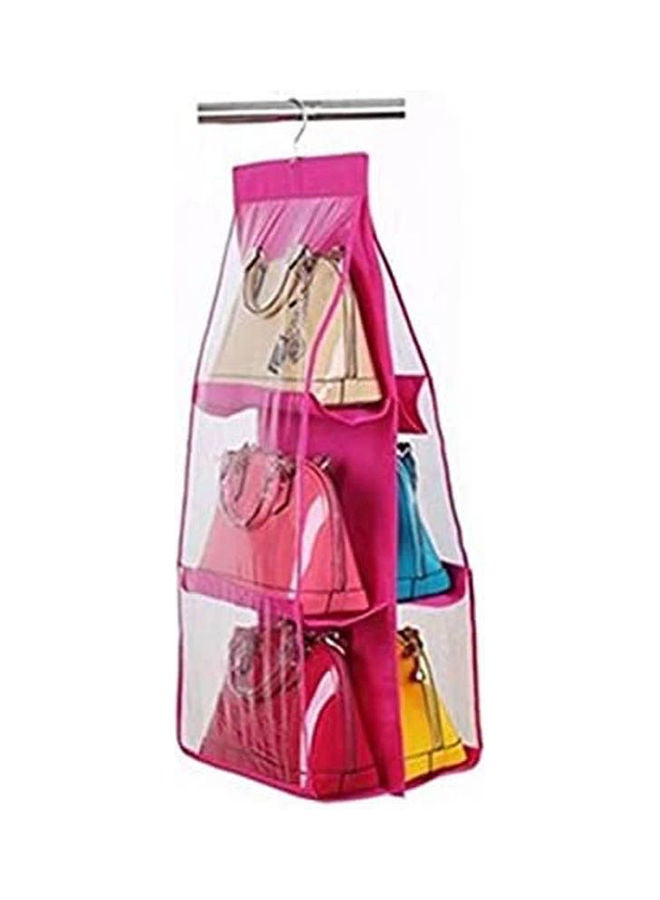 6 Pockets Handbag Hanging Purse Storage Anti-Dust Cover Pink  - Image 1
