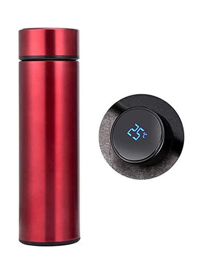 Double Wall Insulated Stainless Steel Vacuum Flask Thermos With Lcd Touch Temperature Display And Strainer Red - Image 1