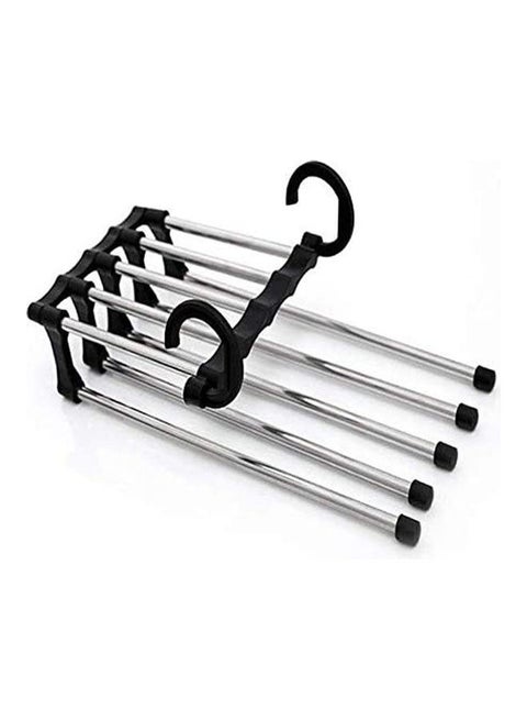 Adjustable Trouser Pants Tie Shawl Rack Belt Scarf Neckties Hanger Holder Five Poles Clothing Dry Rack Organizer Silver