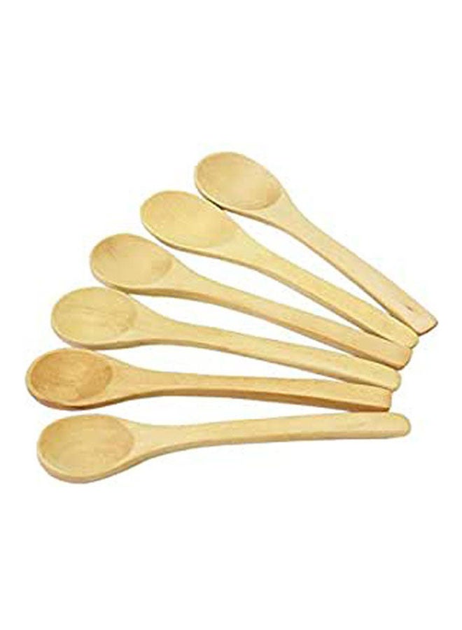 6Pcs Wooden Ecofriendly Soup Tea Coffee Spoon Beige 