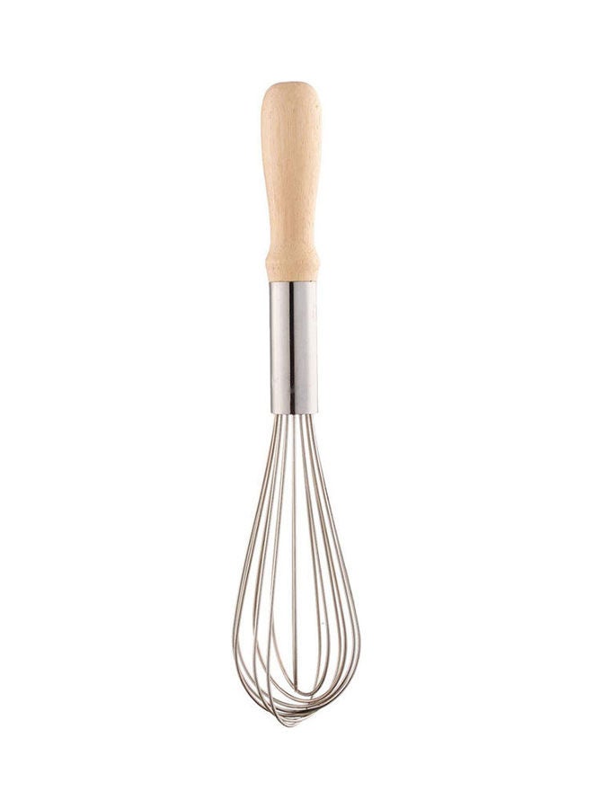 Qasem Stainless Steel Egg Whisker With Wooden Handle Silver-Beige - Image 1