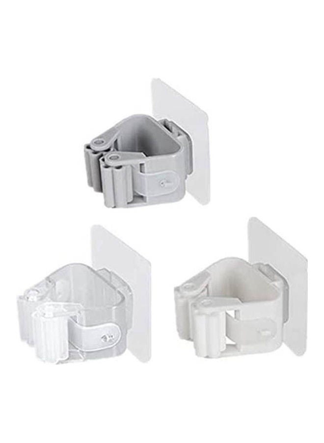 Punch Adhesive Wall Mounted Mop Holder Storage Grey - Image 1