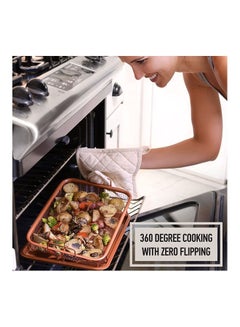 Generic Crisper Copper Baking Sheet Air Fryer - Deluxe Multi-Purpose Copper Brown  - Image 2