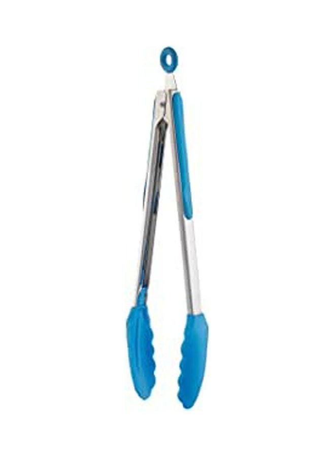 Silicon Large Tong With Stainless Steel Handle Blue