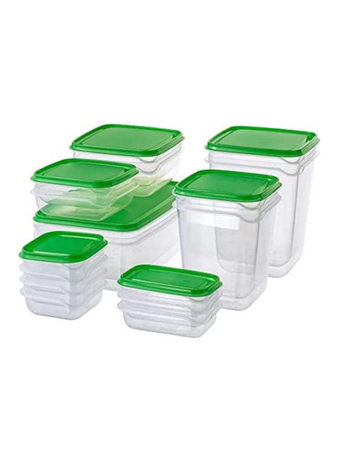 Food Container Set Of 17 Transparent Clear-Green 250grams