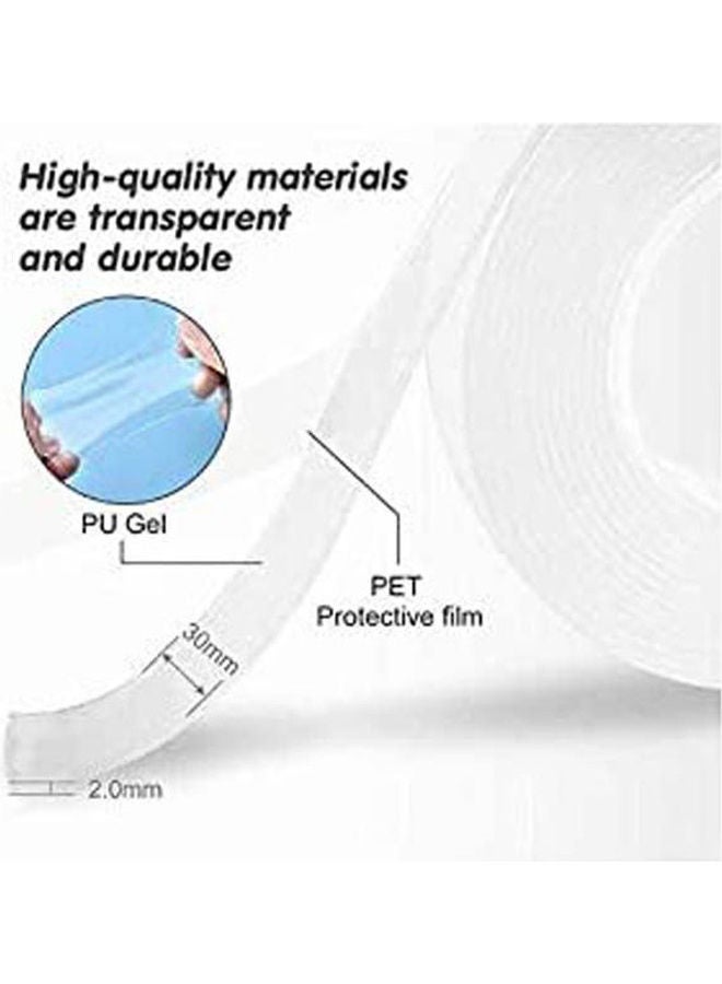 Nano Traceless Magic Tape Gel Grip Tape Reusable Sticky Double Sided Adhesive Tape Roll Anti Slip Strips Residue Free Adhesive Strips For Floor Mat Picture Phone Pen Key 3M Clear - Image 2