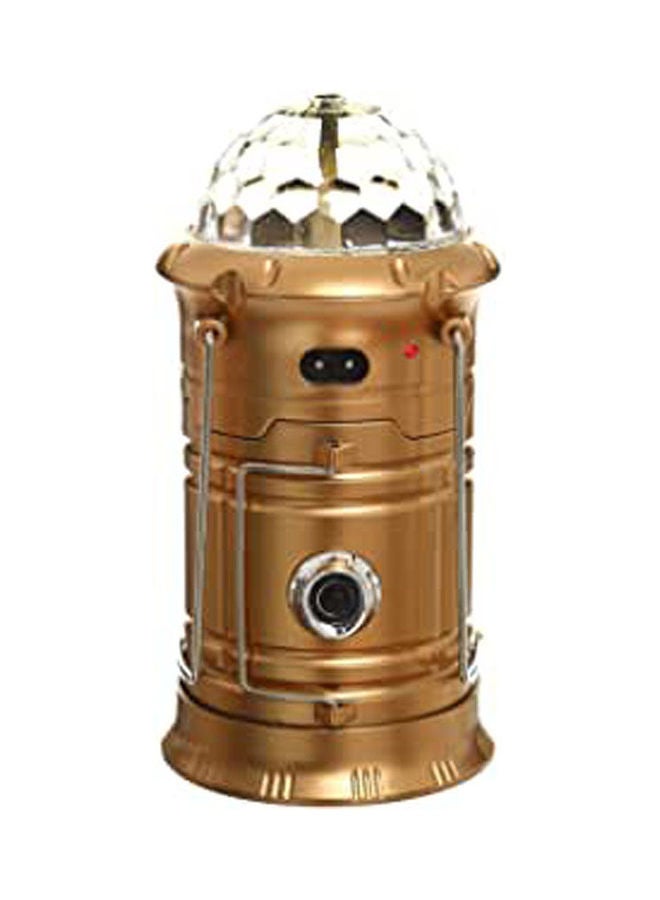 Sh 5802 Rechargeable 3 In 1 Rotating Magic Effect Ball Portable Camping Outdoor Led And Lantern Light Torch Gold - Image 1