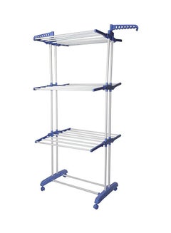 Three Layer Clothes Rack Hanger With Wheels Blue