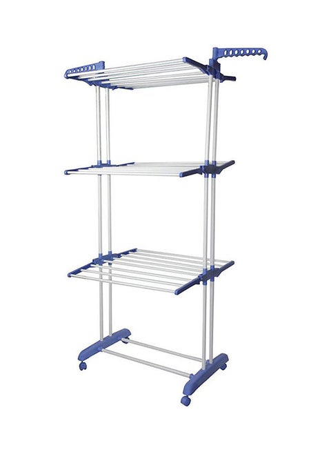 Three Layer Clothes Rack Hanger With Wheels Blue