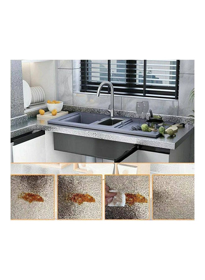 Generic Roll Waterproof Kitchen Multi Purpose Marble Kitchen Cabinet Gazer Sticker Inserts Rack Silver 5meter  - Image 2