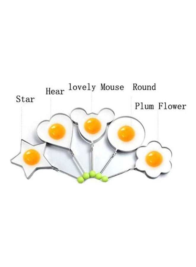 Generic - Fried Egg Ring Mold Cooker, 5Pcs Different Shapes Stainless Steel Set Fried Pancake Mold Cooking Kitchen Tool Silver - Image 1