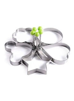 Fried Egg Ring Mold Cooker, 5Pcs Different Shapes Stainless Steel Set Fried Pancake Mold Cooking Kitchen Tool Silver