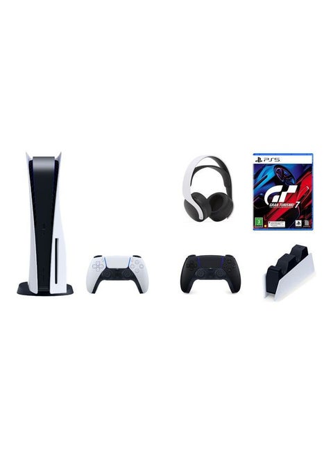 مجموعة جهاز الألعاب بلايستيشن 5 مع ذراع تحكم لاسلكية مع لعبة الفيديو "Gran Turismo 7 Standard Edition"