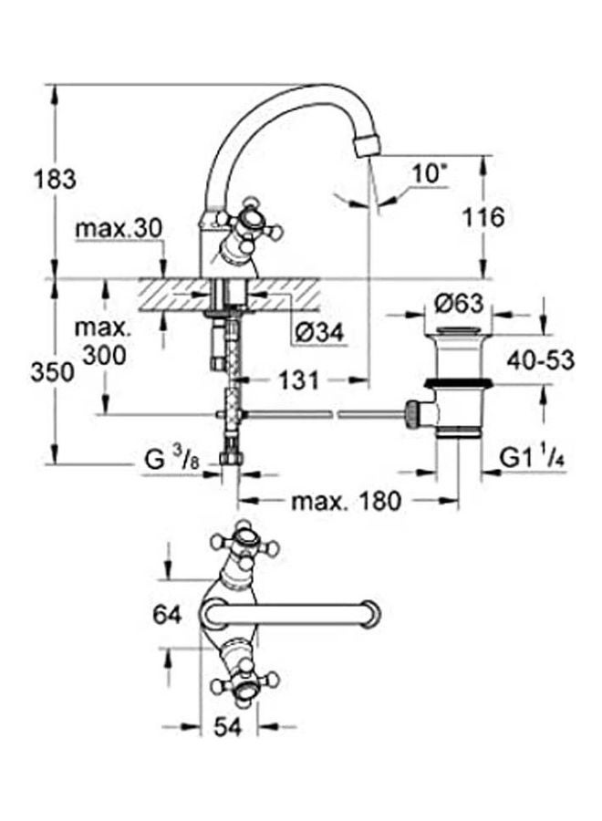 Grohe - Arabesk One-Hole Basin Mixer, 1/2 21155 Silver - Image 1