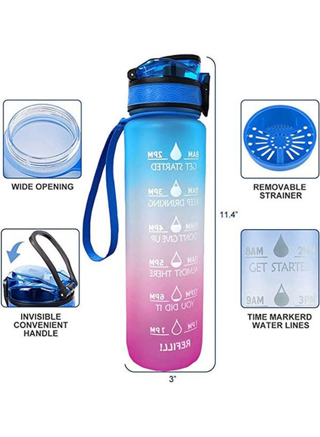Generic - Water Bottle With Time Marker & Removable Strainer Blue 1Liters - Image 1