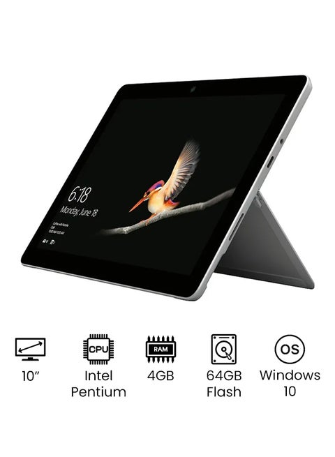 SurfaceÂ GO With 10-Inch PixelSense Display, Intel Pentuim Gold Processor/4GB RAM/64GB Flash Memory/Intel HD Graphics 615/Windows 10 English Silver