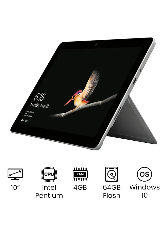 SurfaceÂ GO With 10-Inch PixelSense Display, Intel Pentuim Gold Processor/4GB RAM/64GB Flash Memory/Intel HD Graphics 615/Windows 10 English Silver
