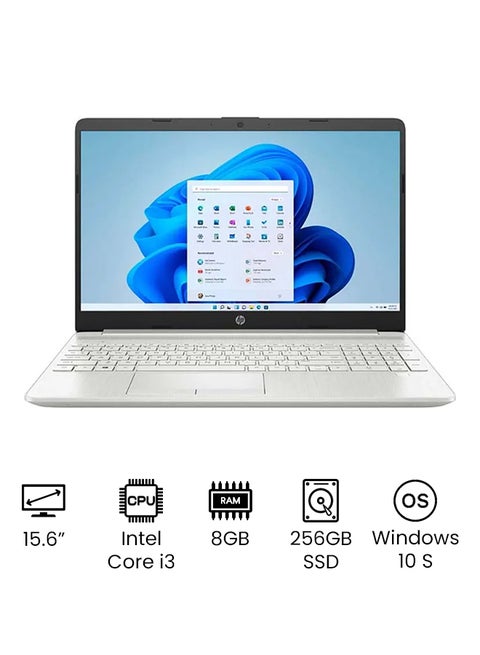 15-dw3033dx (Upgraded Version) Laptop With 15.6-Inch Full HD Display, Core i3-1115G4 Processer/8GB RAM/256GB SSD/Intel UHD Graphics/Windows 10S /International Version English Silver