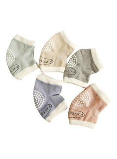 Pair of 5 Ergonomically Designed Baby Cotton Knee Pads, Soft, Stretchy, Breathable Elastic Fabric