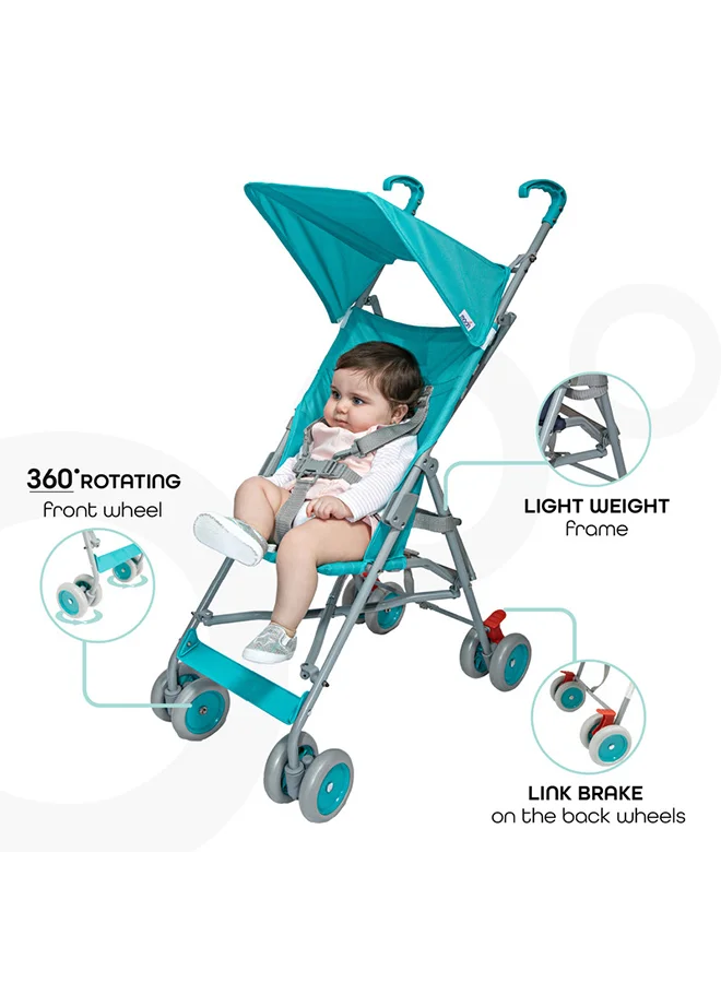 Moon Jet Baby Stroller – Lightest Buggy with Umbrella Fold, Wide Canopy, Compact And Travel-Friendly, for Babies 6m to 3yrs (up to 15kg) – Light Grey