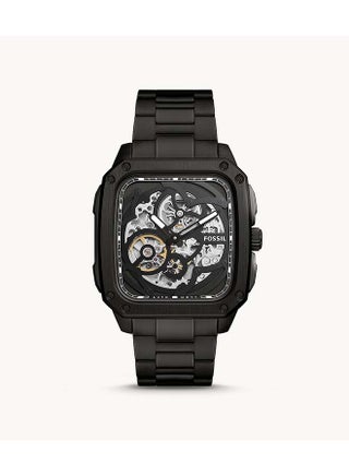 FOSSIL Men's Inscription Rectangle Shape Stainless Steel Analog