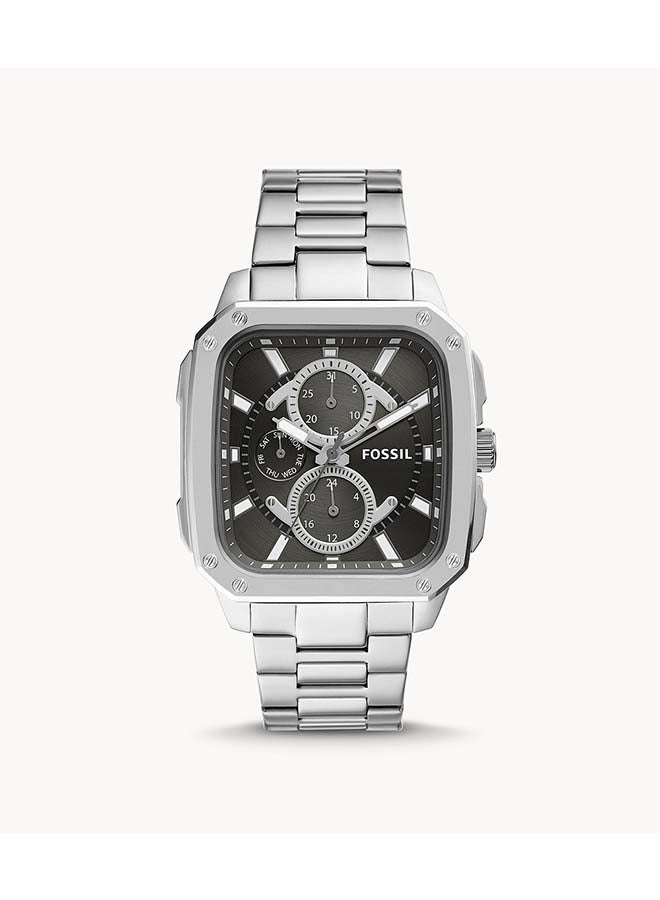 FOSSIL Men's Inscription Rectangle Shape Stainless Steel Chronograph Wrist Watch BQ2655 - 42mm - Silver  - Image 1