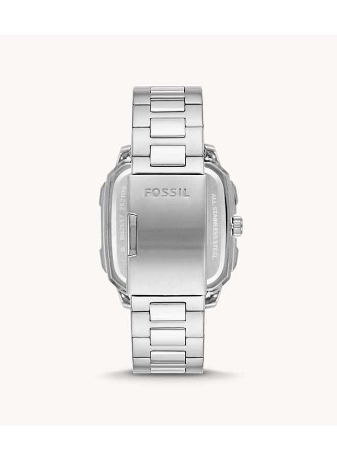 FOSSIL Men's Inscription Rectangle Shape Stainless Steel Chronograph Wrist Watch BQ2655 - 42mm - Silver  - Image 2