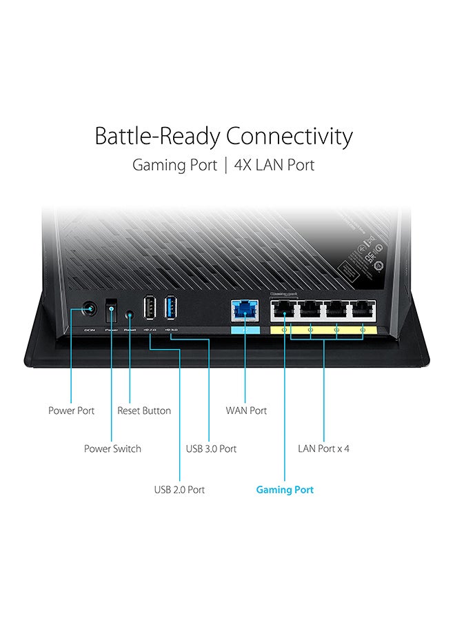 ASUS - RT-AX86S AX5700 Dual Band WiFi 6 Gaming Router, PS5 Compatible, Mobile Game Mode, Lifetime Free Internet Security, Mesh WiFi Support, 1G Port, Gaming Port, Adaptive QoS, Port Forwarding Black - Image 1