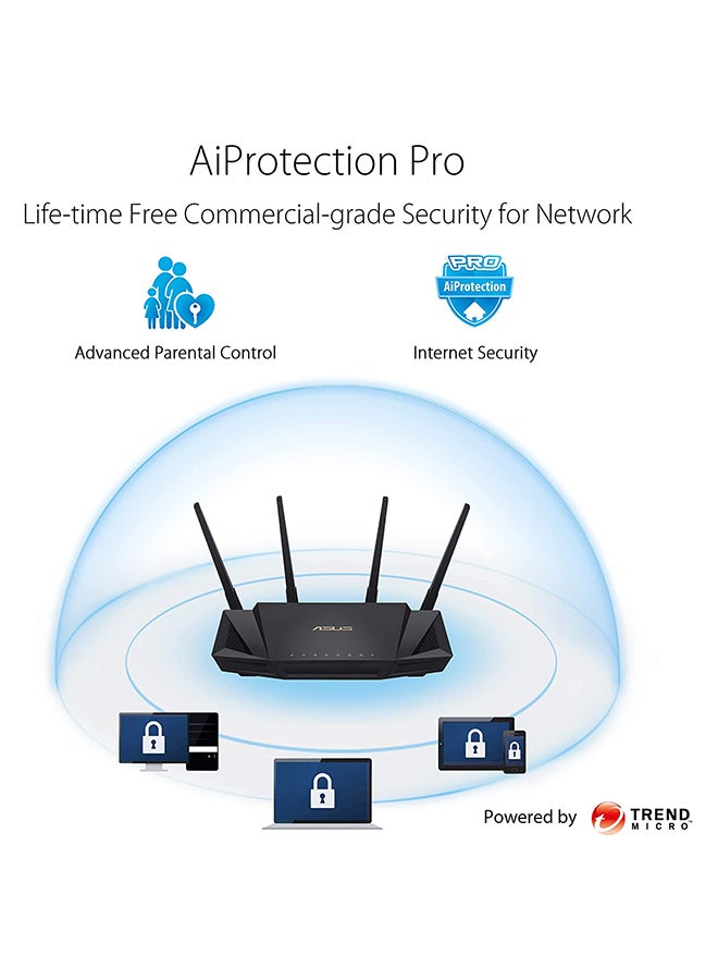 ASUS - RT-AX58U AX3000 Dual Band WiFi 6 (802.11ax) Gaming Router Supporting MU-MIMO And OFDMA Technology Black - Image 1