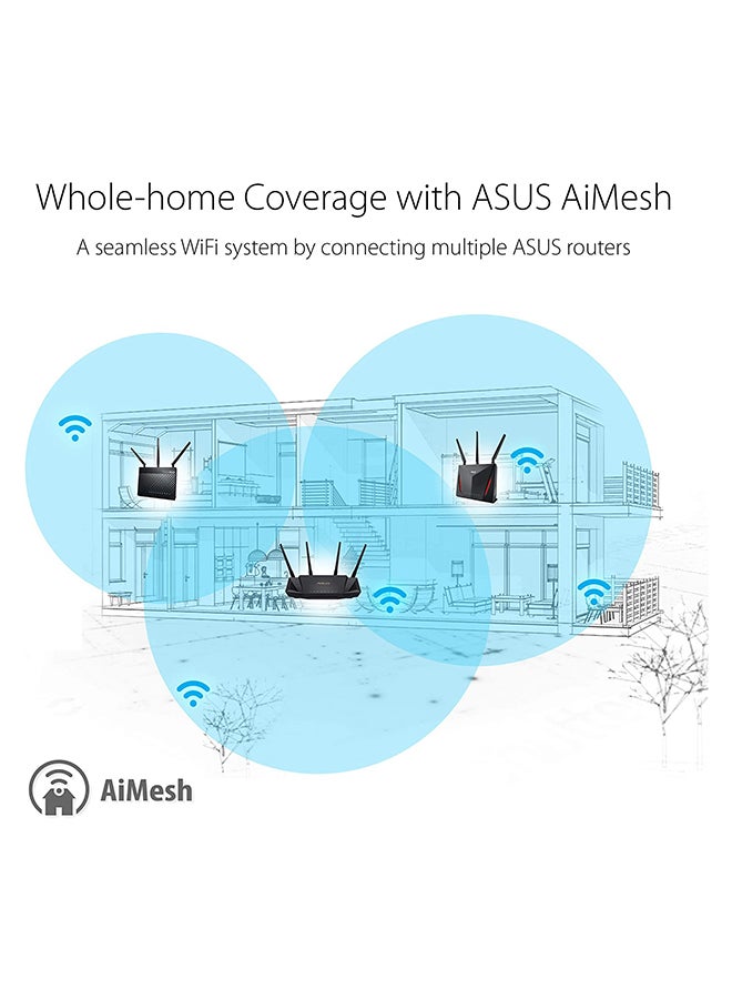 ASUS - RT-AX58U AX3000 Dual Band WiFi 6 (802.11ax) Gaming Router Supporting MU-MIMO And OFDMA Technology Black - Image 1